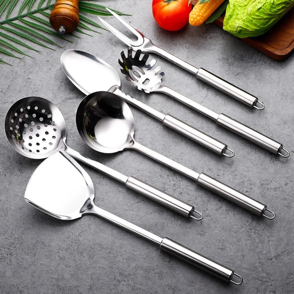 Spatule Wok Durable en acier inoxydable, Gadgets de cuisine à Long manche, ensemble d'ustensiles de cuisine, cuillère à riz, louche, outils de cuisine