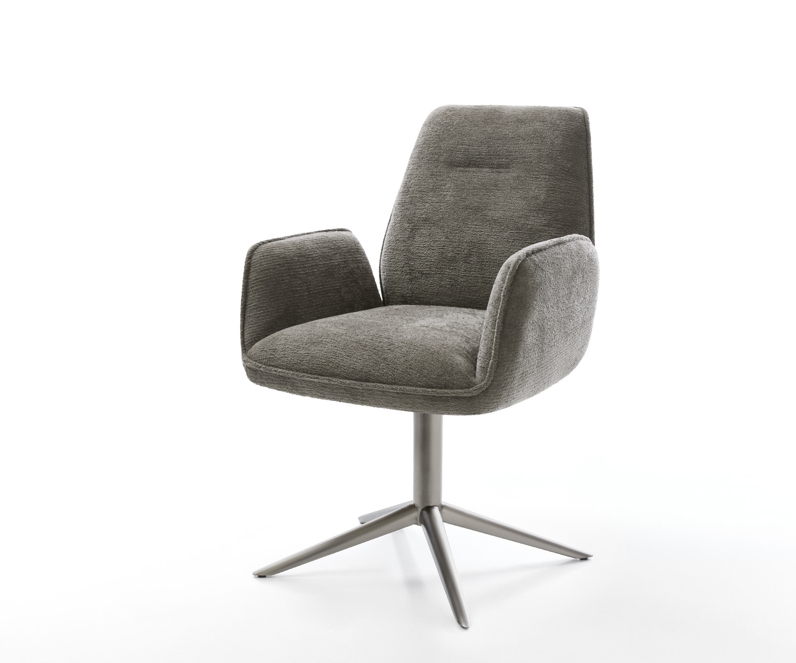 DELIFE Drehstuhl Zoa-Flex Bouclé Soft Schlamm Fußkreuz Graphit 360° drehbar Wippfunktion Taschenfederkern, Esszimmerstühle Image