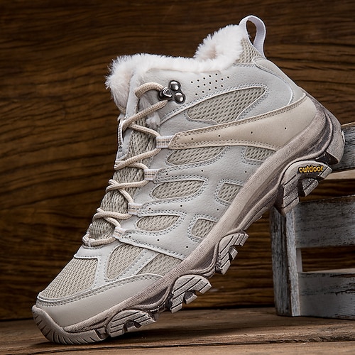 Wasserdichte High-Top-Winterwanderstiefel für Herren mit Fellfutter, strapazierfähiger Anti-Rutsch-Sohle, Outdoor-Trekkingschuhe für kaltes Wetter Image