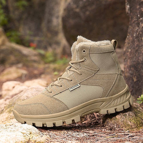 Herren wasserdichte warme Wanderstiefel mit Fellfutter, rutschfester Sohle, Outdoor-Trekking- und Campingschuhe Image