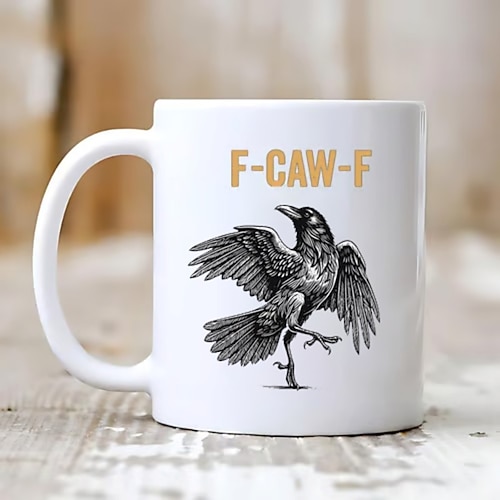 f-caw-f lustige Hühnertasse, humorvoller Hahn, Kaffeetasse, Gag, Weihnachtsgeschenk für Freunde und Familie, Keramik-Teetasse, Büro, Küche, Geburtstag, Weihnachten oder lustige Geschenkidee Image