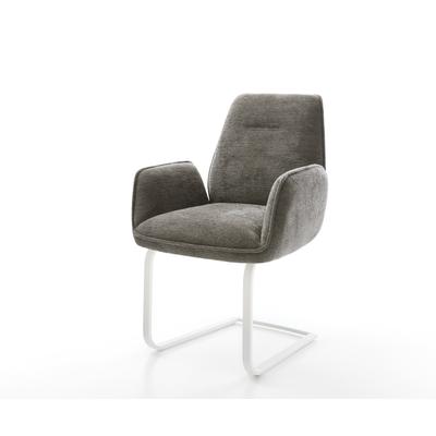 DELIFE Freischwinger Zoa-Flex Bouclé Soft Schlamm Freischwinger flach Weiß Taschenfederkern, Esszimmerstühle Image