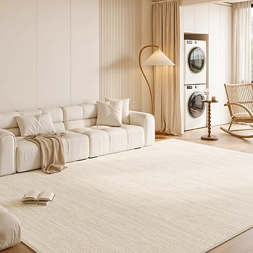 cremefarbener Teppich, wasserdicht schmutzabweisender, waschbarer Teppich, elegante Sofa-Bodenmatte für Wohnzimmer und Schlafzimmer, luxuriöse High-End-Wohnkultur Image