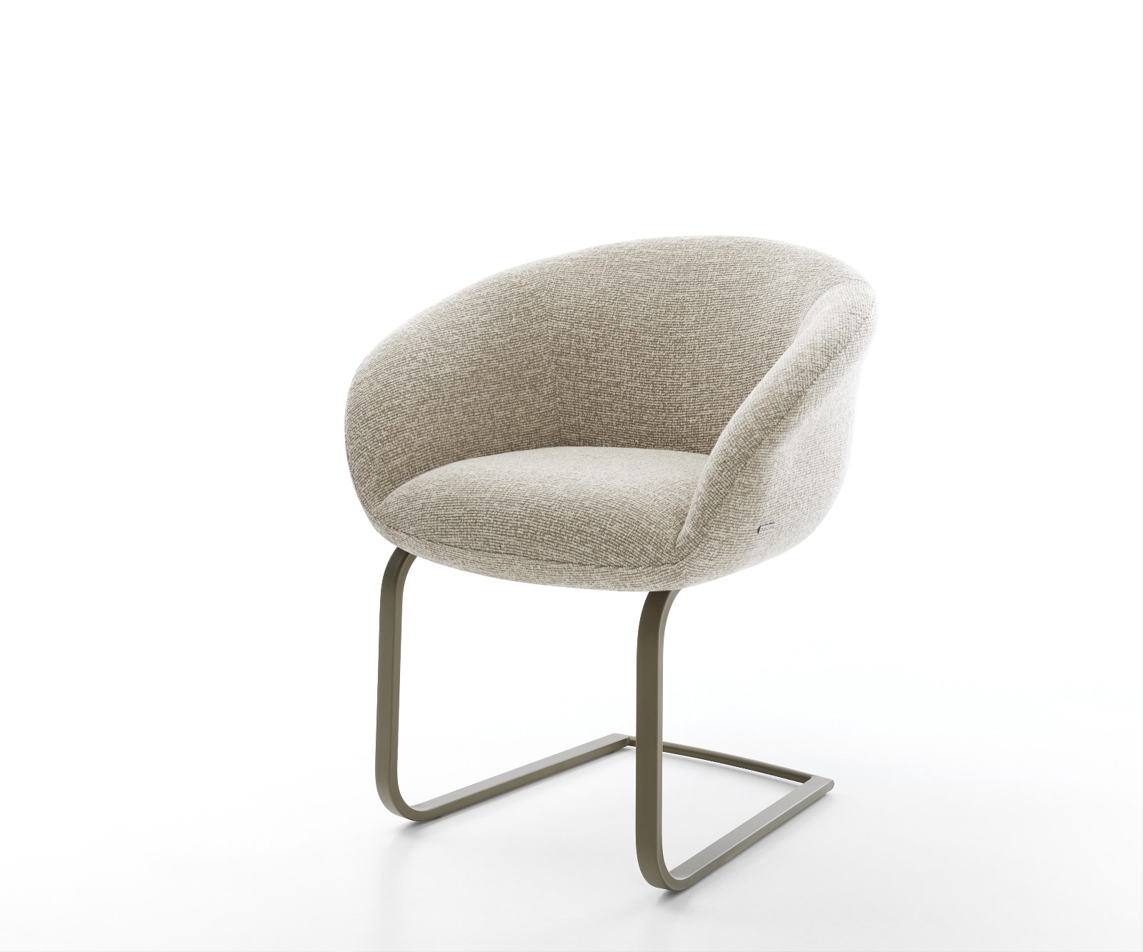 DELIFE Freischwinger Vinka-Flex mit Armlehnen Webstoff Soft Beige Freischwinger flach Effektfinish Titan Taschenfederkern, Esszimmerstühle Image