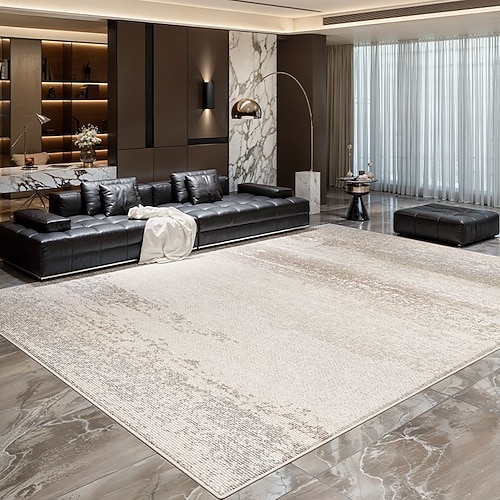 italienischer minimalistischer Flächenteppich, luxuriöser moderner Teppich für Wohnzimmer oder Schlafzimmer, wasserdichte, schmutzabweisende Bodenmatte, pflegeleichter, schmutzabweisender Sofateppich Image