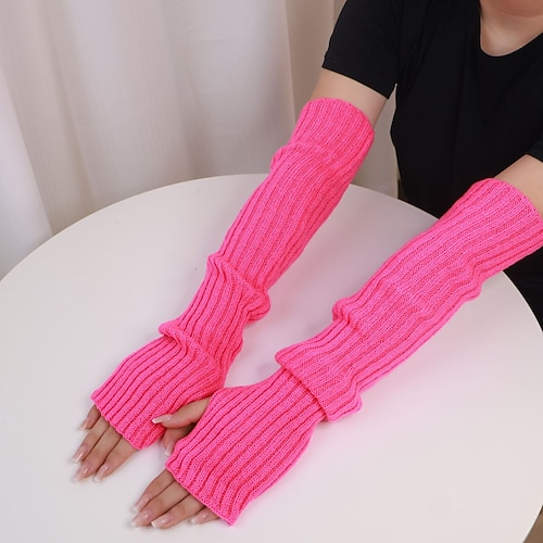 Lange gestrickte Armstulpen für Damen, fingerlose Halbfingerhandschuhe für Herbst und Winter, warme Strickwaren im koreanischen Stil für Damen Image