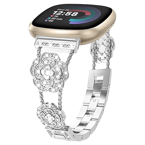 Smartwatch-Band Kompatibel mit Fitbit Versa 4, Sense 2, Versa 3, Sense Versa 2 / Versa Lite / Versa SE / Versa Strass Smartwatch Gurt Damen Glitzer Bling-Diamant Schmuck Armband Ersatz Armband Image