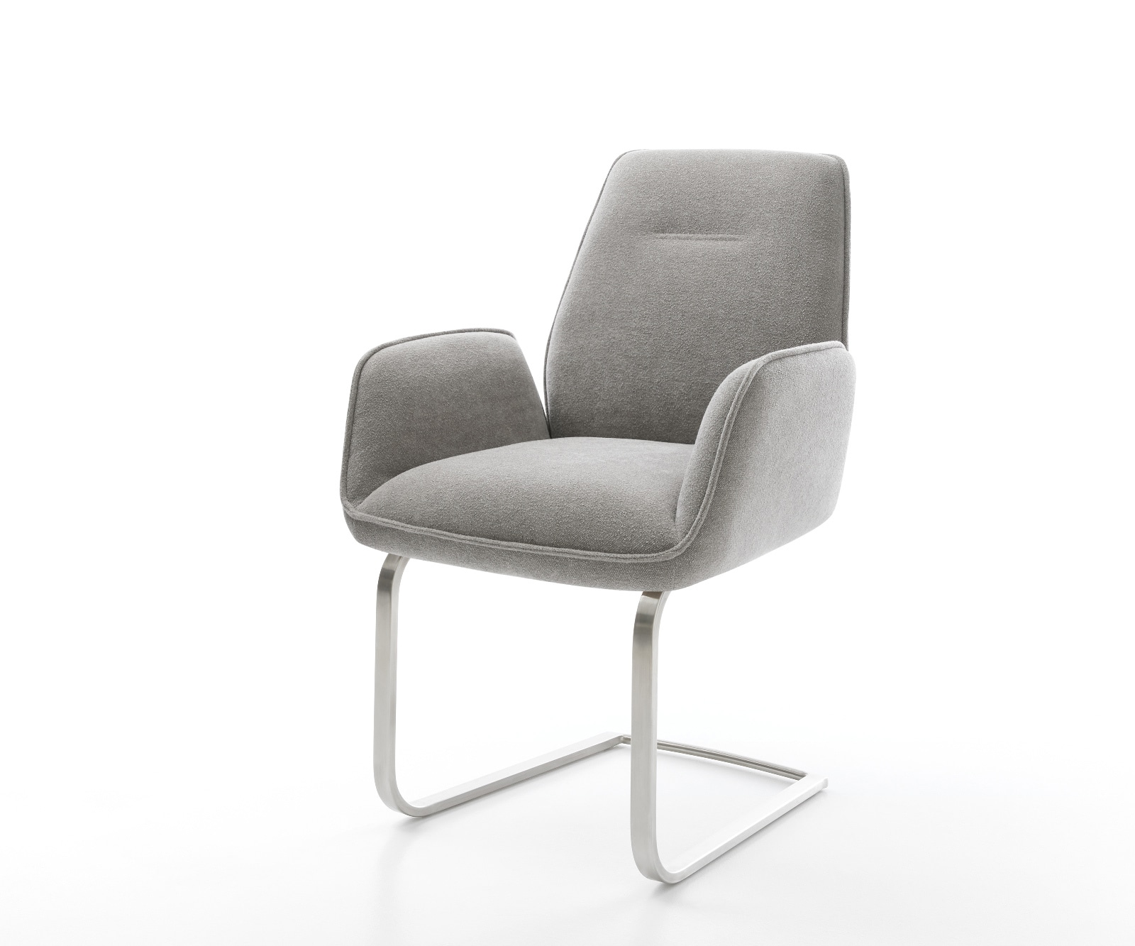 DELIFE Freischwinger Zoa-Flex Strukturstoff Soft Grau Freischwinger flach Edelstahl Taschenfederkern, Esszimmerstühle Image
