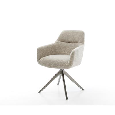 DELIFE Drehstuhl Pejo-Flex Webstoff Soft Beige Kreuzgestell breit Graphit 360° drehbar Wippfunktion Taschenfederkern, Esszimmerstühle Image