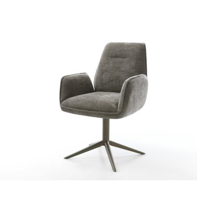 DELIFE Drehstuhl Zoa-Flex Bouclé Soft Schlamm Fußkreuz Effektfinish Titan 360° drehbar Wippfunktion Taschenfederkern, Esszimmerstühle Image