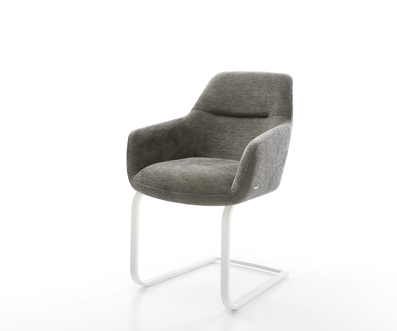 DELIFE Freischwinger Pejo-Flex Bouclé Soft Schlamm Freischwinger flach Weiß Taschenfederkern, Esszimmerstühle Image
