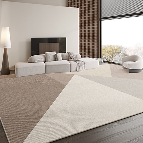 Cremefarbener Teppich, wasserfester, rutschfester Teppich für Wohnzimmer oder Schlafzimmer, elegante, schmutzabweisende Nachttischmatte, pflegeleichte Wohndekoration Image