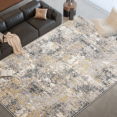 italienischer minimalistischer Teppich, moderner Wohnzimmer-Couchtisch-Sofa-Teppich, luxuriöse Schlafzimmer-Bodenmatte, schmutzabweisender, leicht zu reinigender, langlebiger Teppich Image