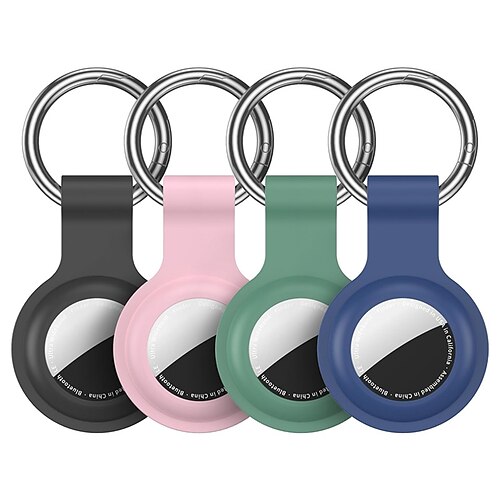 4er-Pack kompatibel mit Apple Airtag-Halter, Schlüsselanhänger, Silikon-Schlüsselanhänger, Ringhüllen, Abdeckungen, Tags, GPS-Tracker, Artikel-Tag-Finder, Zubehör für Taschen, Gepäck für Apple Airtag Image