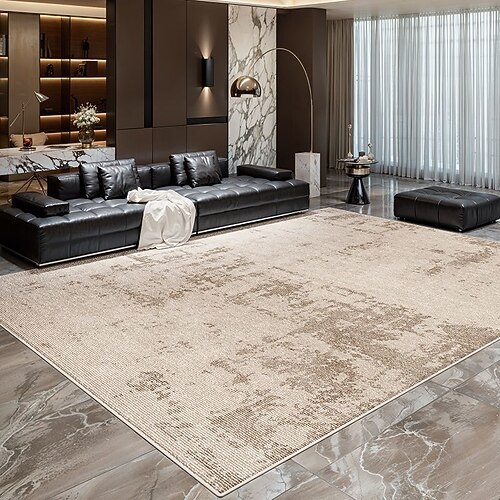 italienischer minimalistischer Flächenteppich, luxuriöser moderner Teppich für Wohnzimmer oder Schlafzimmer, wasserdichte, schmutzabweisende Bodenmatte, pflegeleichter, schmutzabweisender Sofateppich Image