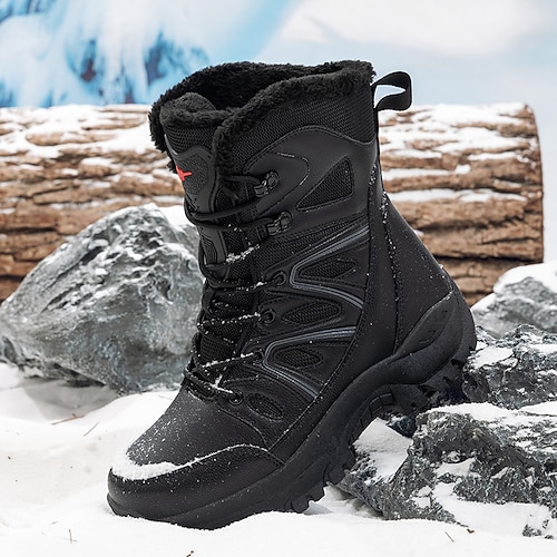 wasserdichte, hohe Winter-Schneestiefel für Herren mit Fellfutter, rutschfester Gummisohle, isoliertes Outdoor-Wanderschuhwerk für extrem kaltes Wetter, Trekking und Bergabenteuer Image