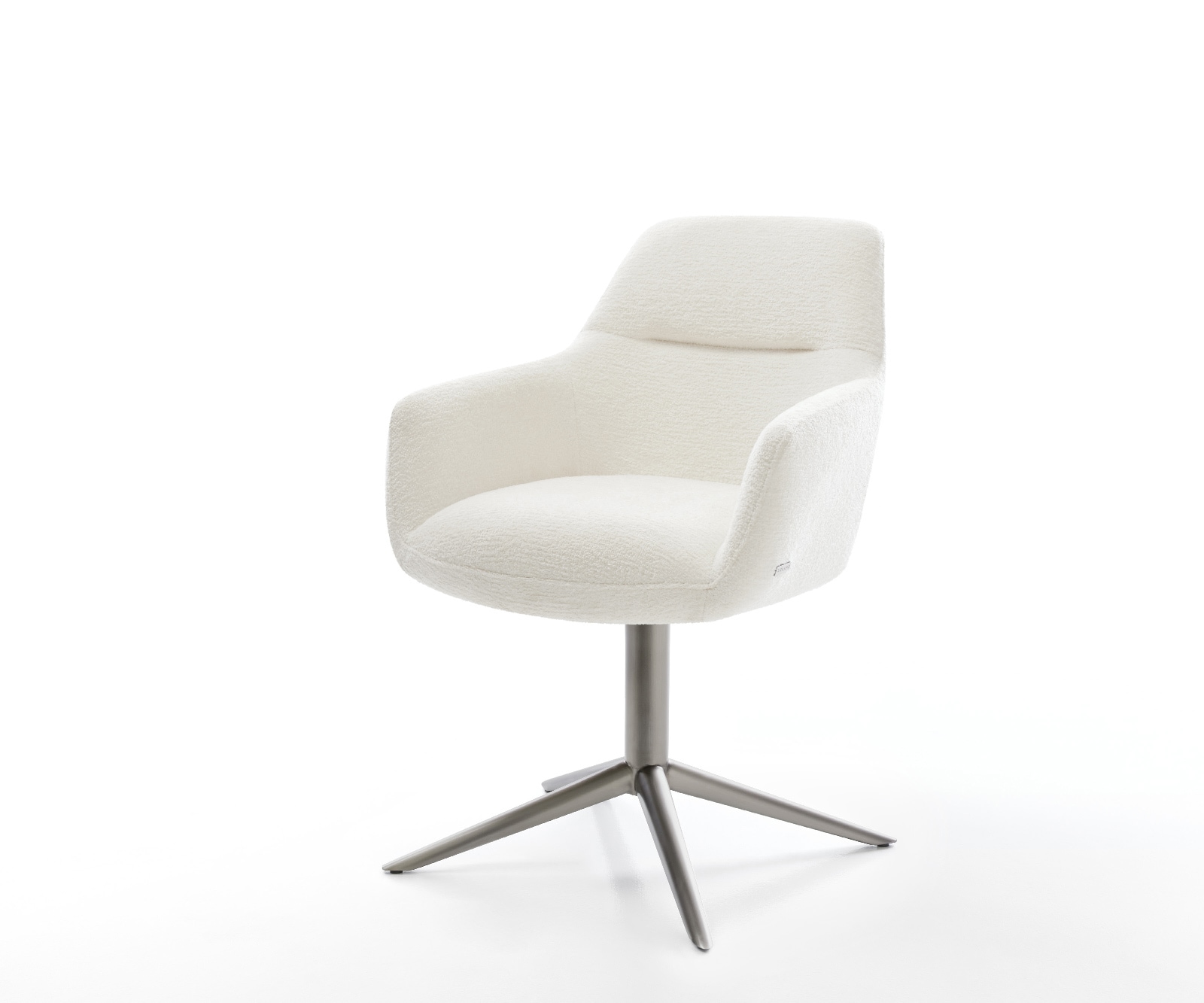 DELIFE Drehstuhl Pejo-Flex Bouclé Soft Beige Fußkreuz Graphit 360° drehbar Wippfunktion Taschenfederkern, Esszimmerstühle Image