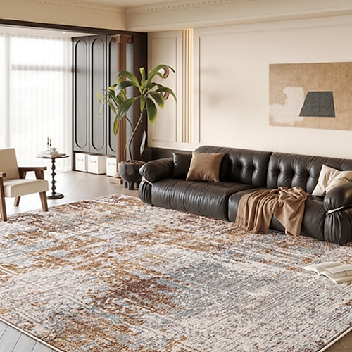 italienischer minimalistischer Teppich, moderner Wohnzimmer-Couchtisch-Sofa-Teppich, luxuriöse Schlafzimmer-Bodenmatte, schmutzabweisender, leicht zu reinigender, langlebiger Teppich Image