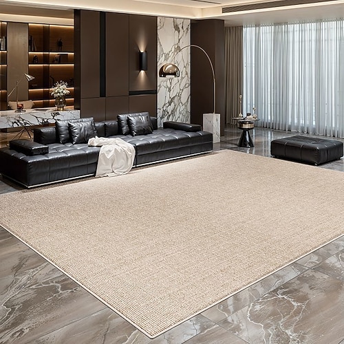 italienischer minimalistischer Flächenteppich, luxuriöser moderner Teppich für Wohnzimmer oder Schlafzimmer, wasserdichte, schmutzabweisende Bodenmatte, pflegeleichter, schmutzabweisender Sofateppich Image