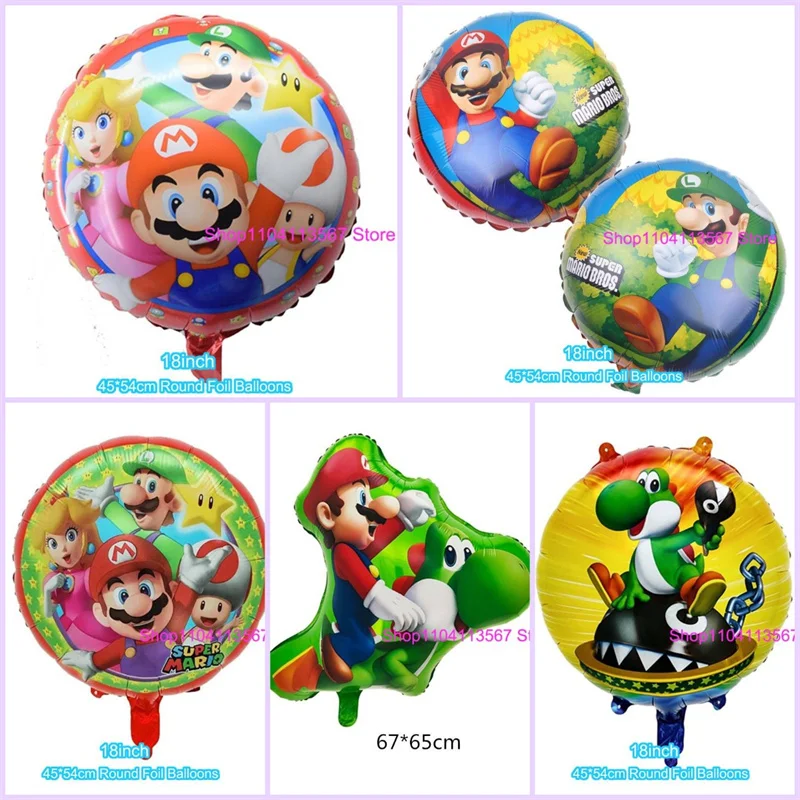 7-teiliges Super Mario-Ballon-Set Marios Bros Luigi Aluminiumfolienballons mit Zahlen, Dekorationszubehör, Kinderfestival, Party-Geschenk Image