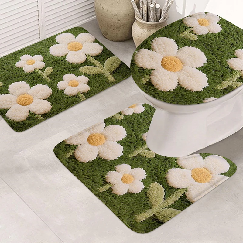 3 stücke Koreanischen stil bad boden matte U-förmigen wc deckel matte waschküche anti-rutsch-matte bad fuß teppich schlafzimmer tür matte