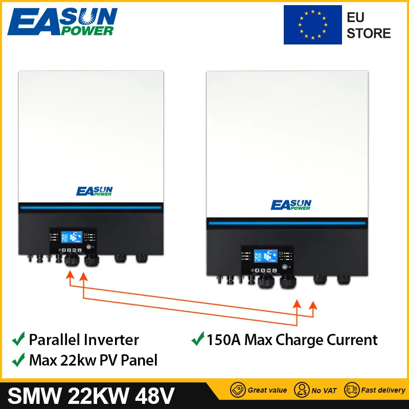 Easun Wechsel richter 22kw 230v 48v 50hz/60hz 500vdc pv 150a mppt Solar ladegerät Konverter eingebaute WLAN-Unterstützung Lithium bms eu Image
