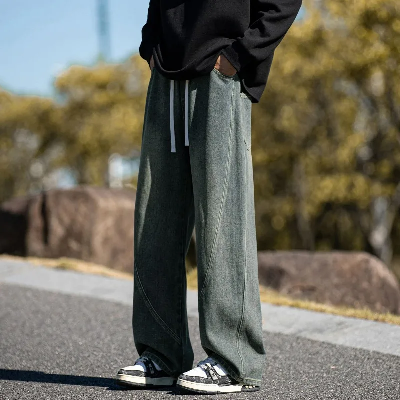 Herbst Blau Cargo Jeans Outdoor-Mode männer Streetwear Denim Jogger Hosen Männer Baggy Harem Hosen Amerikanischen Vintage Sport Jeans