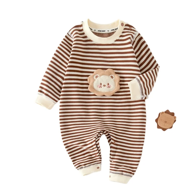 Warmer Unisex-Baby-Strampler für Herbst und Winter, niedlicher Langarm-Overall für Jungen und Mädchen, bequemer Outdoor-Body Image