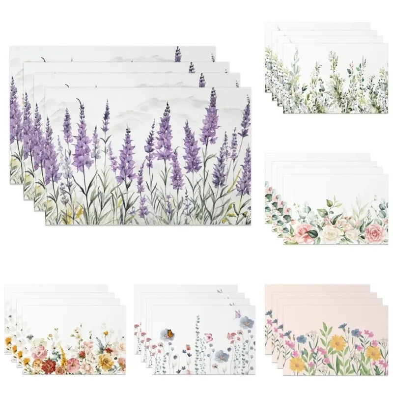 Lavendelfarbene Blumen-Tischset, elegante französische Landschafts-Tischsets, zartes lila Blüten-Design für Esszimmer, Teeparty, Küchendekoration