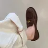 2025, neue weiche Damen-Flache Schuhe, modisch, runde Zehen, Wildlederimitat, Damen-Loafer, Designer-Stil, goldene Schnalle, flache Damenschuhe