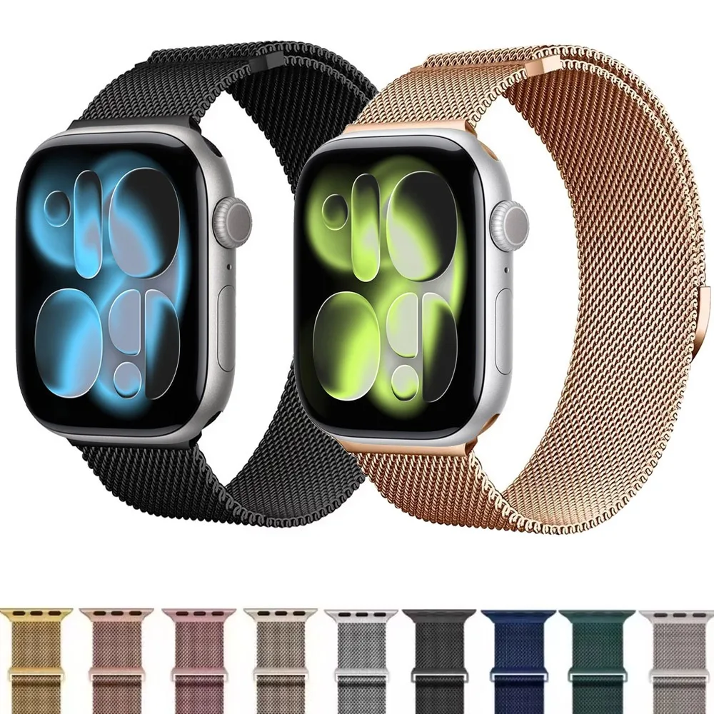 Milanaise-Magnetarmband für Apple Watch Band Ultra 3 2 1 49 mm 11 10 9 8 7 46/42/45/41 mm Bequemes Band IWatch 6 5 SE3 44/40 mm Image