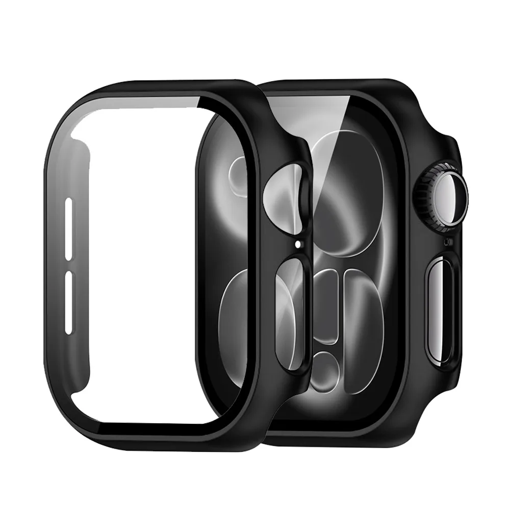 Gehärtetes Glas + Abdeckung für Apple Watch Gehäuse 46 mm 42 mm 45 mm 41 mm 44 mm 40 Displayschutzfolie Apple Watch Zubehör 11 10 9 6 SE 7 8 Image