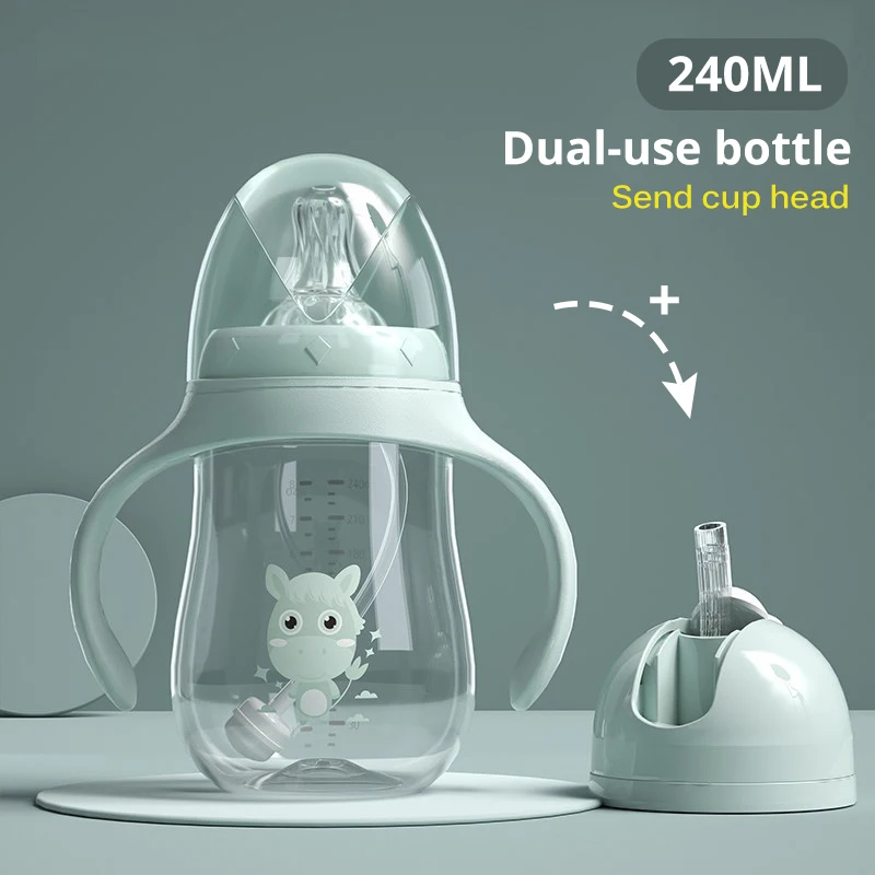 Babyflaschen Trinkbecher Babyflasche Großkaliber Multifunktionale Trinkmilch Trinkwasser Flasche mit doppeltem Verwendungszweck BPA-frei Image