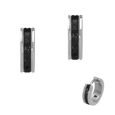 Paar Creolen FIRETTI "Schmuck Geschenk Edelstahl Ohrschmuck Ohrringe mit Emaille", schwarz (edelstahlfarben, schwarz), Ohrringe, Damen, Edelstahl, Made in Germany Image