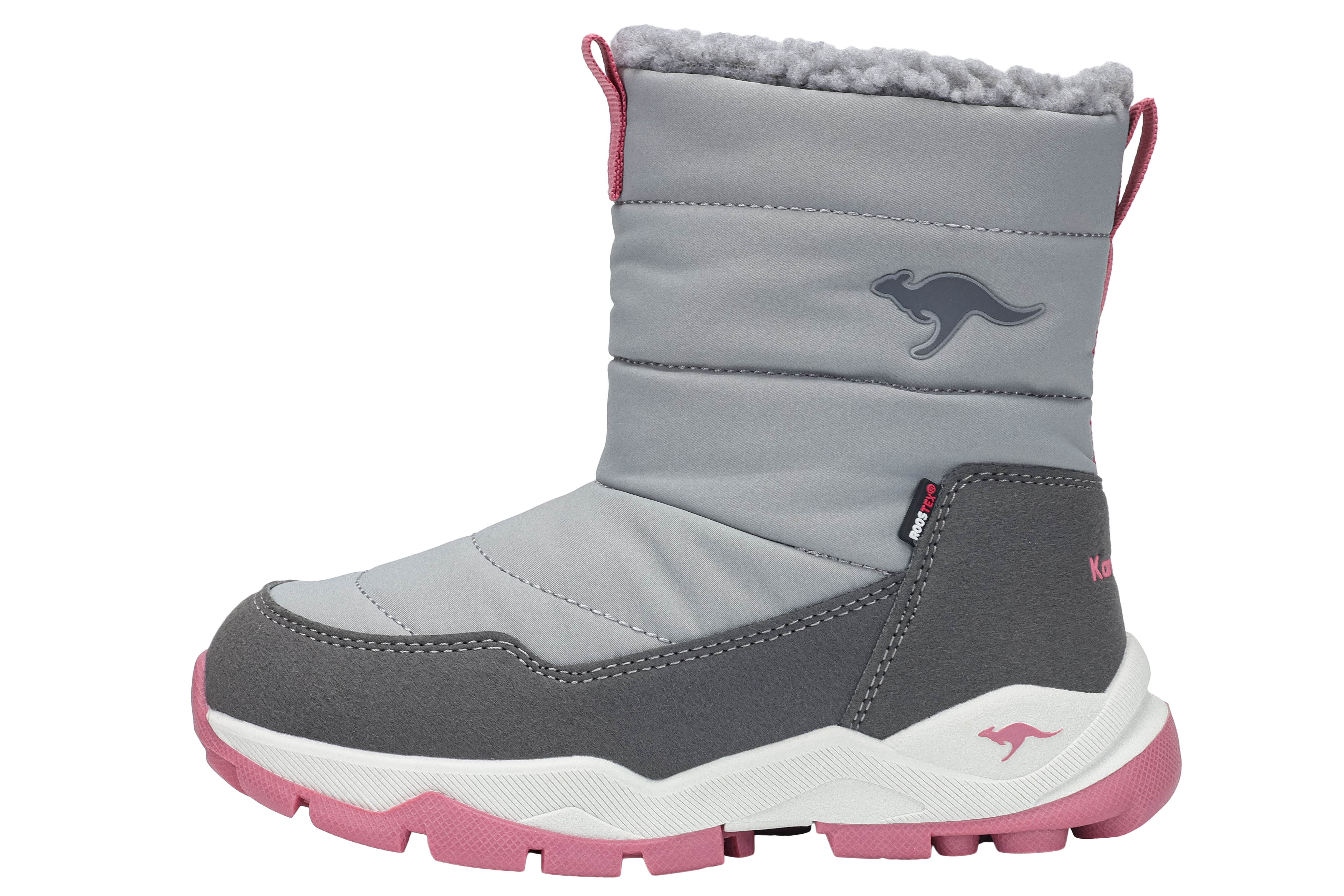 Winterboots KANGAROOS "K-FR FLOKI RTX", Damen, Gr. 36, grau (ultimate grau, dusty rose), Synthetik, Sportlich, Schuhe