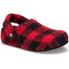 Hausschuh CROCS "Classic Buff Check Cozzy Slipper", Herren, Gr. 48, schwarz (schwarz, rot), Croslite, Fleece, kariert, Basic, Schuhe, Pantoffel, Mule mit kariertem Muster