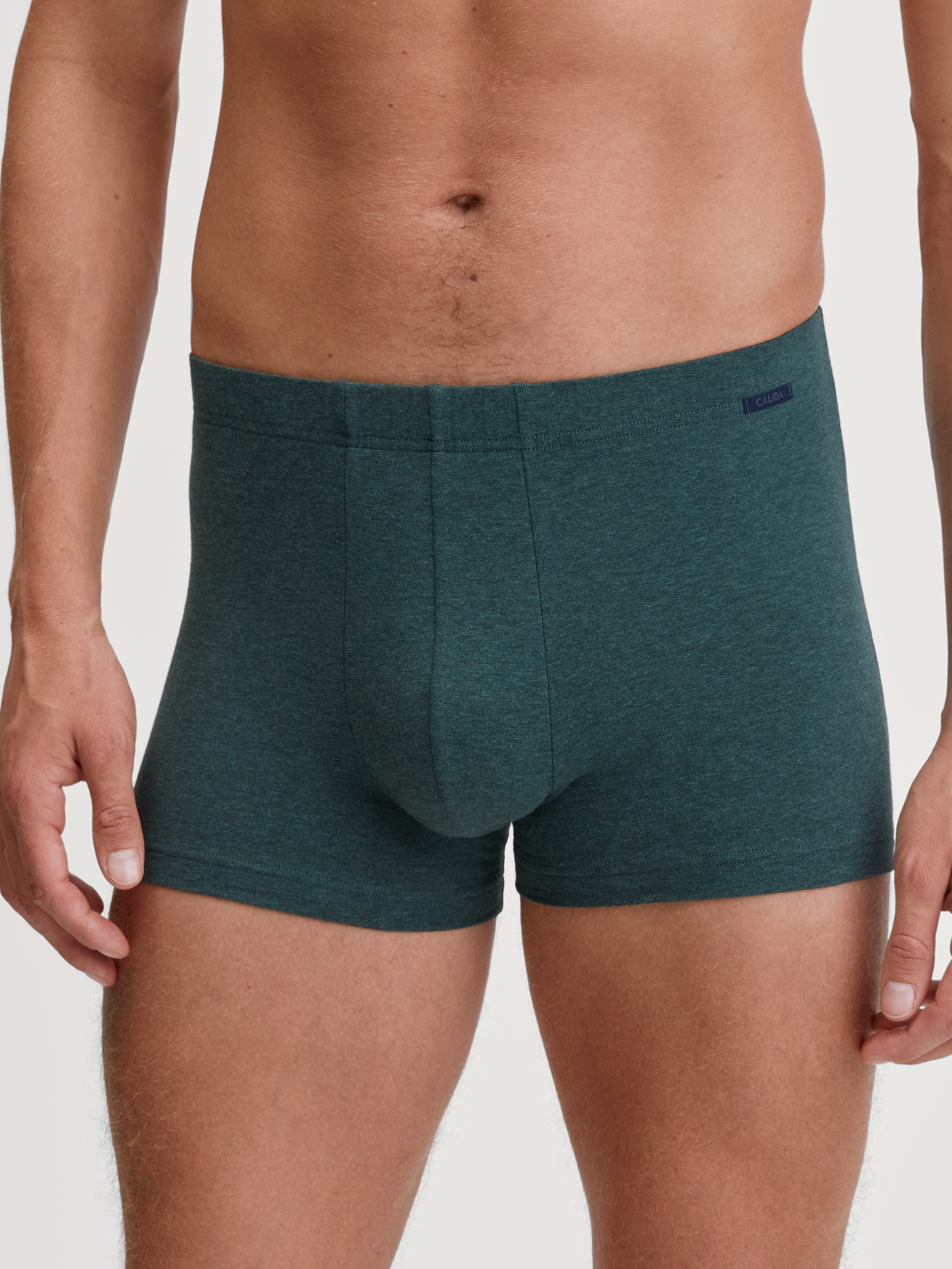 Trunk CALIDA "Cotton Sporty", Herren, Gr. XXL (58/60), schwarz glen melé, Obermaterial: 95% Baumwolle, 5% Elasthan, körpernah, Unterhosen, stoffüberzogener Bund, Single Jersey, elastisch, kurzes Bein Image