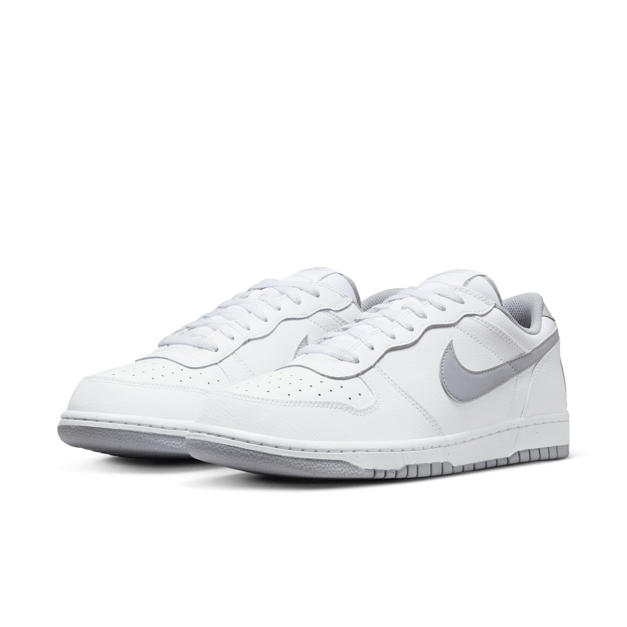 Sneaker NIKE SPORTSWEAR "BIG LOW", Herren, Gr. 47,5, weiß, wolf grau, Leder, Synthetik, Schuhe Sneaker