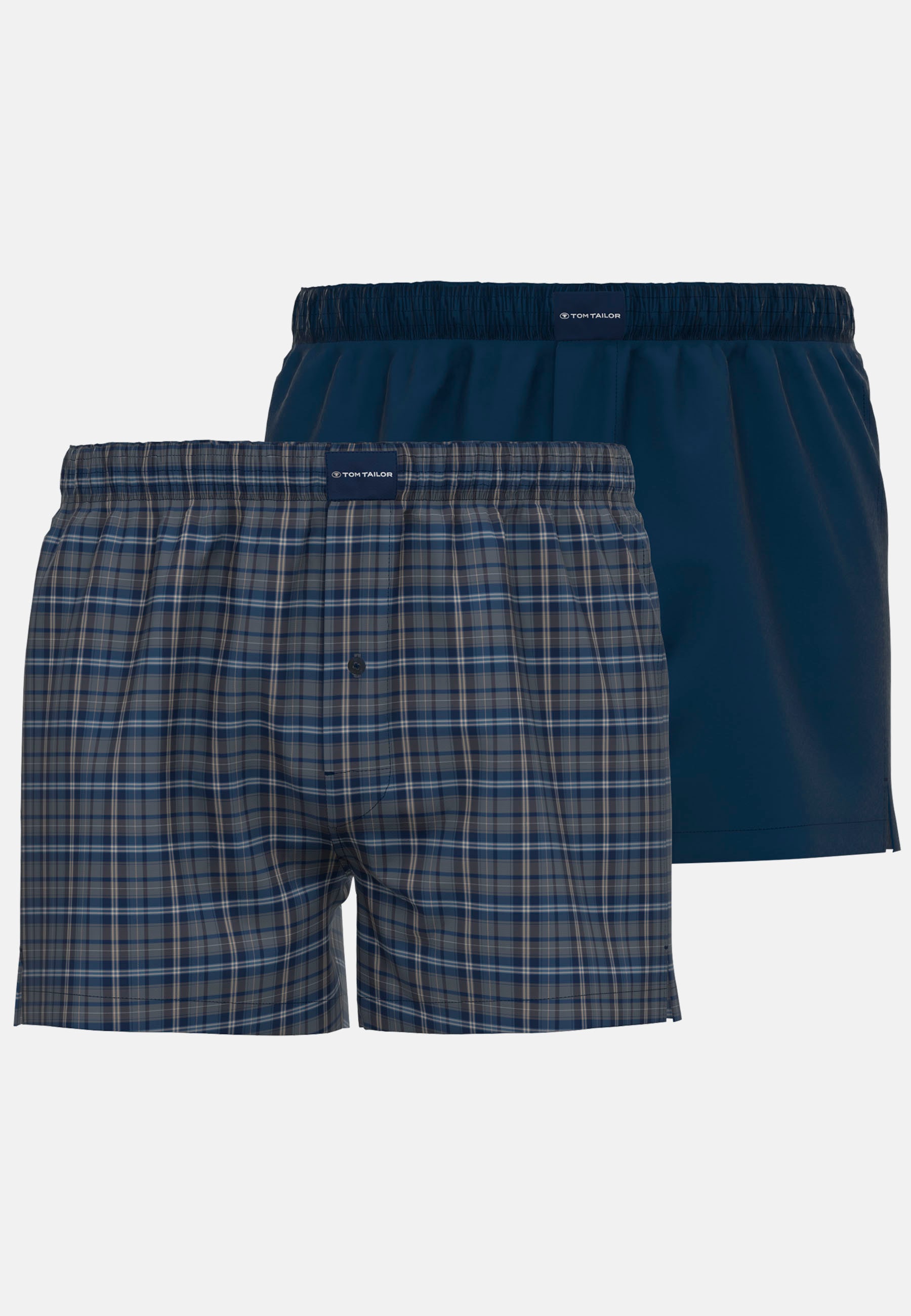 Boxershorts TOM TAILOR "Milos", Herren, Gr. 5M, braun (braun, mittel, karo), Obermaterial: 100% Baumwolle, bequem, Unterhosen, bequem, leicht, Logopatch, basic, kariert, Baumwolle