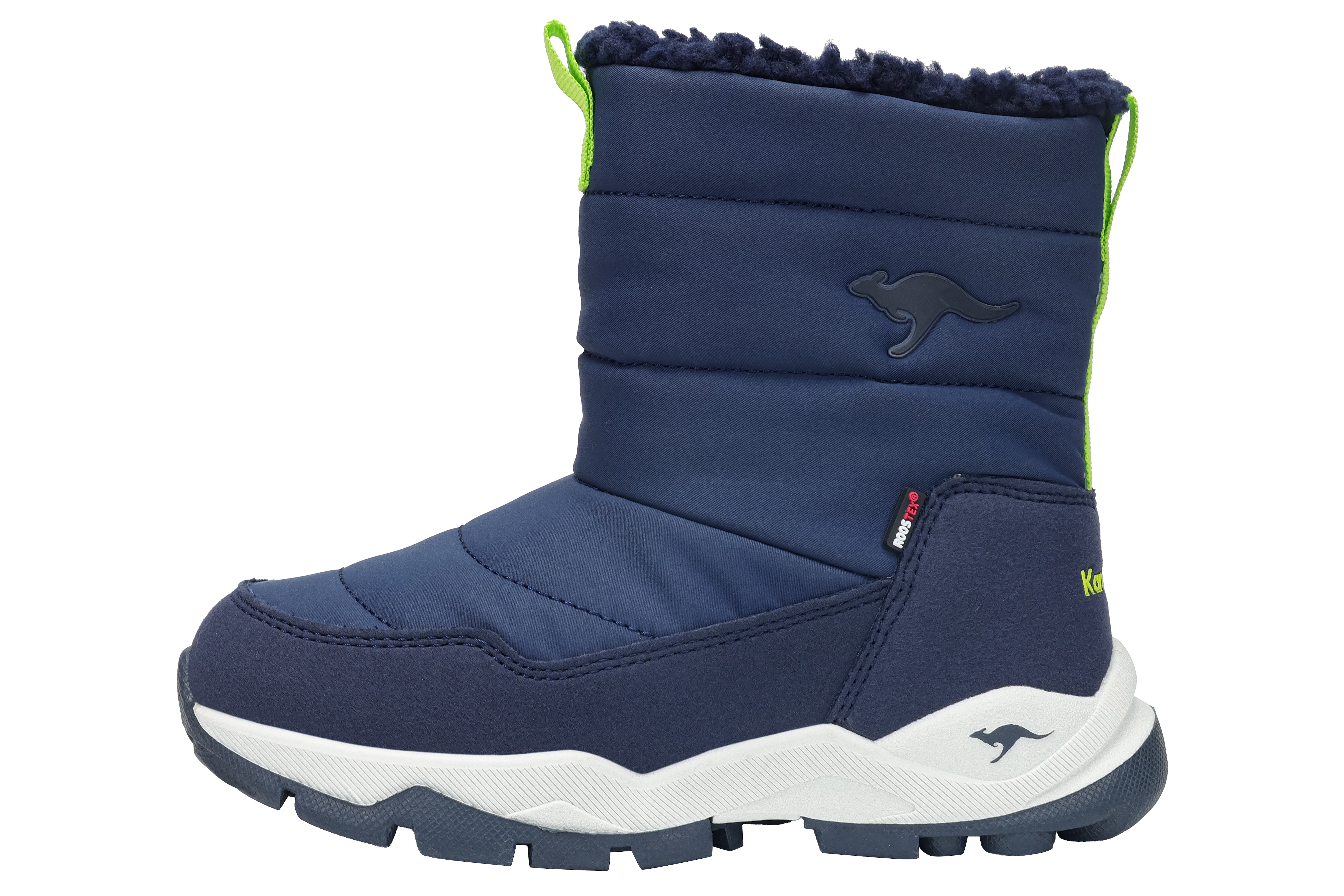 Winterboots KANGAROOS "K-FR FLOKI RTX", Damen, Gr. 39, bunt (dk navy, lime), Synthetik, Textil, Schuhe, Winterschuhe, Winterstiefel, Snowboots