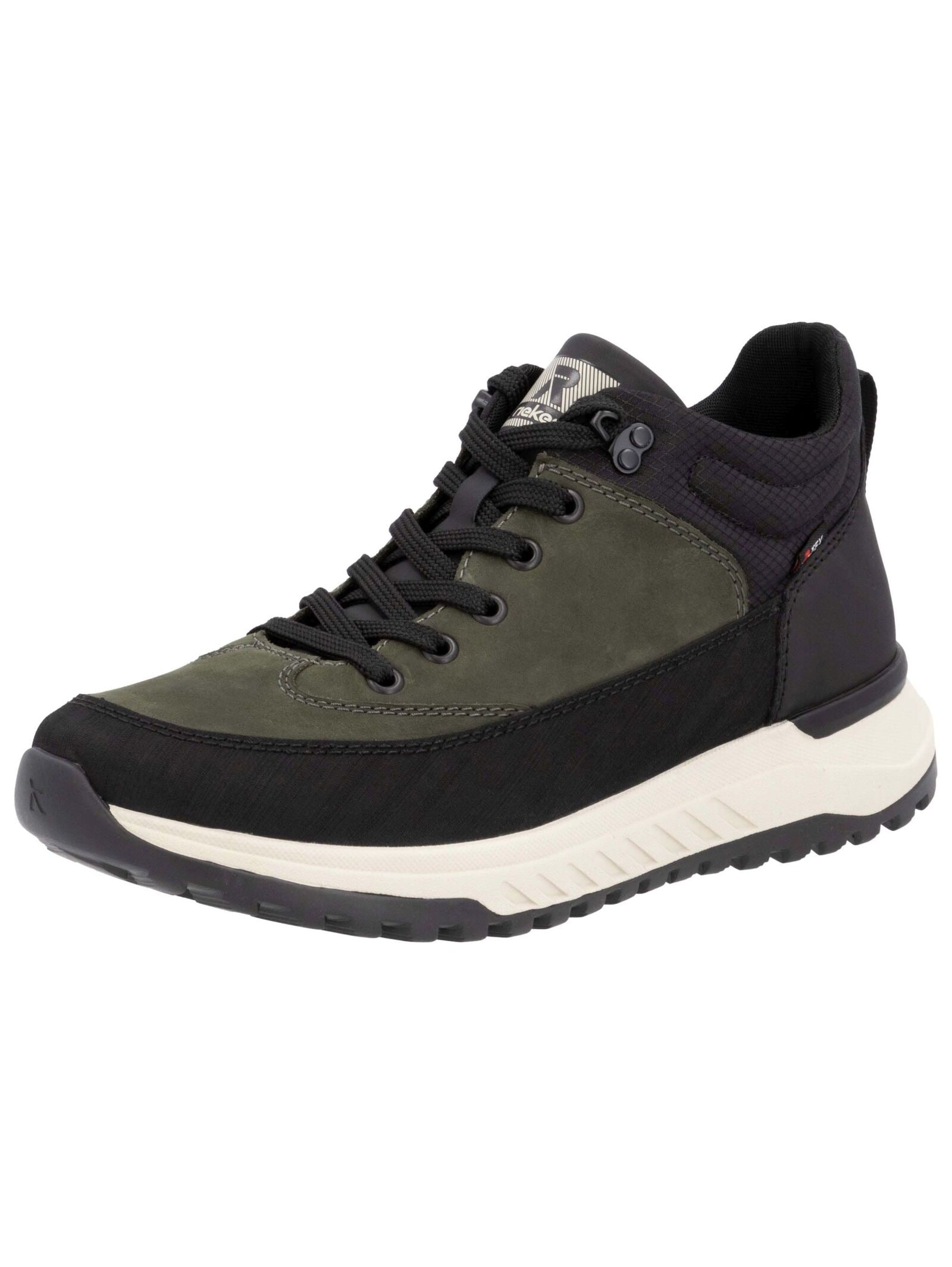 Sneaker RIEKER "Rieker Sneaker Lederimitat", Herren, Gr. 45, schwarz (schwarz, grün), Lederimitat, Schuhe Sneaker