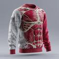 Per uomo Simulazione Maglione Maglieria Girocollo Casual Vacanza Streetwear Quotidiano Stampa 3D Tenere al caldo Manica Lunga Primavera Autunno Inverno Rosso -1 Rosso -2 Rosso -3