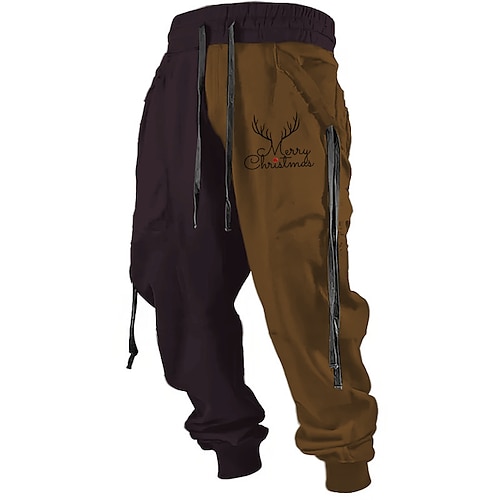 lettera alce casual pantaloni della tuta con stampa 3d da uomo pantaloni da jogging pantaloni da strada all'aperto casual quotidiano brutto poliestere vino blu marrone s m l pantaloni elastici a vita