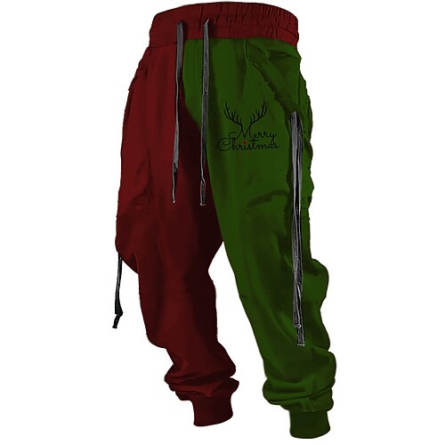 lettera alce casual pantaloni della tuta con stampa 3d da uomo pantaloni da jogging pantaloni da strada all'aperto casual quotidiano brutto poliestere vino blu marrone s m l pantaloni elastici a vita