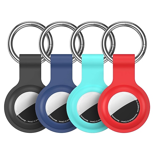 Confezione da 4 portachiavi compatibili con Apple Airtag, custodia portachiavi in silicone, anello portachiavi, custodia per tag, localizzatore GPS, accessori per borse e bagagli per Apple Airtag.
