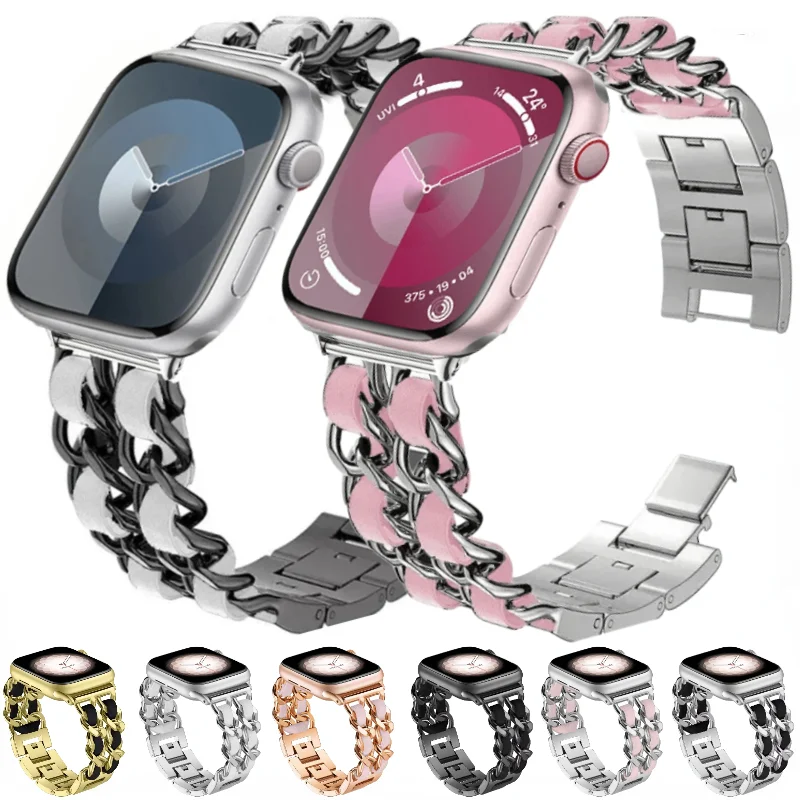 Metall-Link-Armband für Apple Watch 11 10 9 8 7 46 mm 45 mm 41 mm Ultra3 49 mm Damen-Armband iWatch 6 5 4 SE3 44 mm 42 mm Band Image