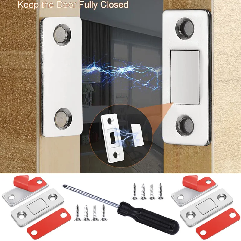Ultradünner Magnetverschluss für Schranktüren mit Schrauben, Schubladenmagnetriegel für Schiebetürverschluss, magnetischer Schrankschließer für die Küche Image