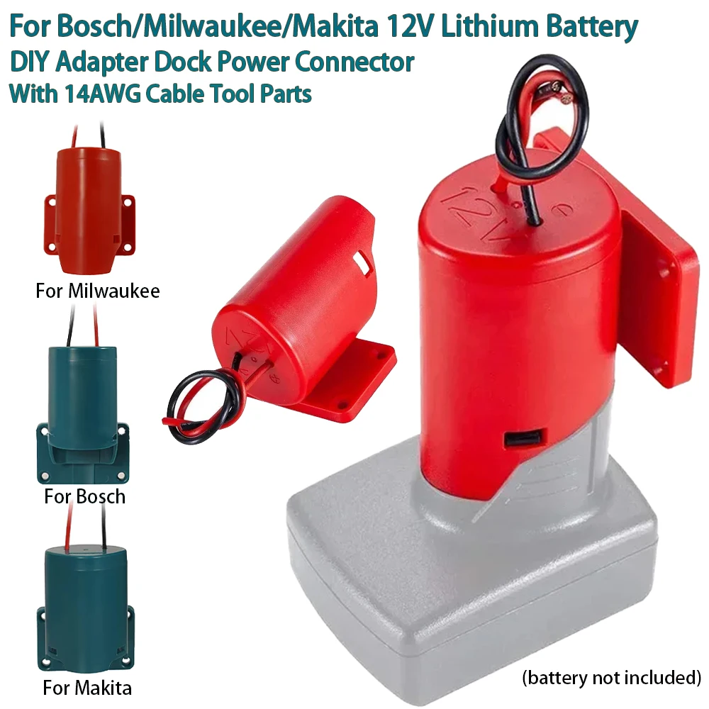 Adapter für Bosch/Milwaukee/Makita 10,8–12 V Lithium-Batterie DIY Adapter Dock Stromanschluss mit 14 AWG Kabel Werkzeugteile Image