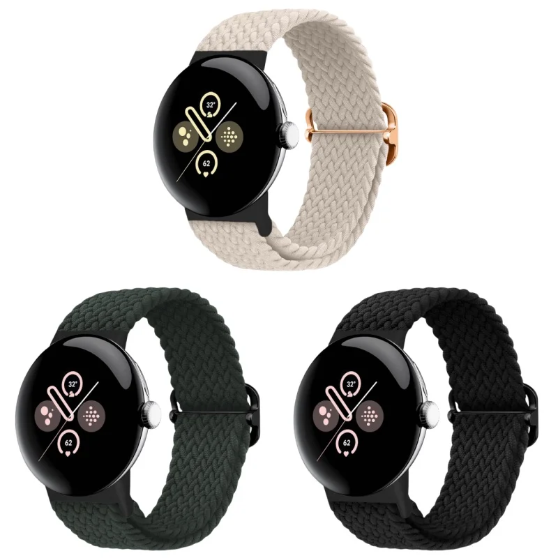 1 Packungen geflochtene Bänder Solo Loop kompatibel mit Google Pixel Watch 1, 2, 3 41 mm/45 mm, verstellbare, dehnbare Nylon-Elastikbänder Image