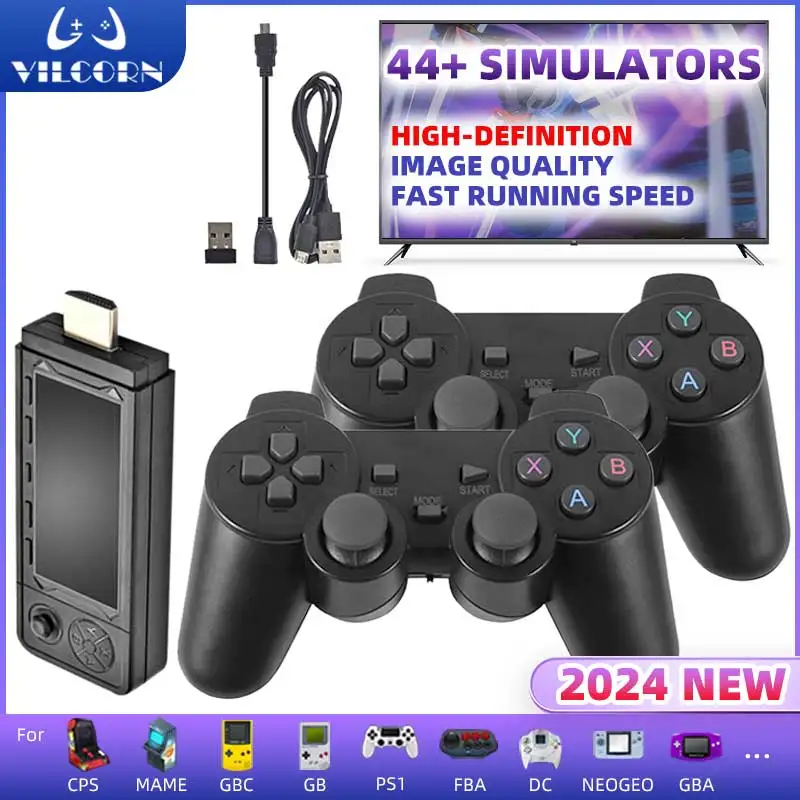 VILCORN 4K Game Stick Retro Video Game Console Built in 42000 Games For PS1/PSP/SFC/N64 3D Games with Dual Controllers
